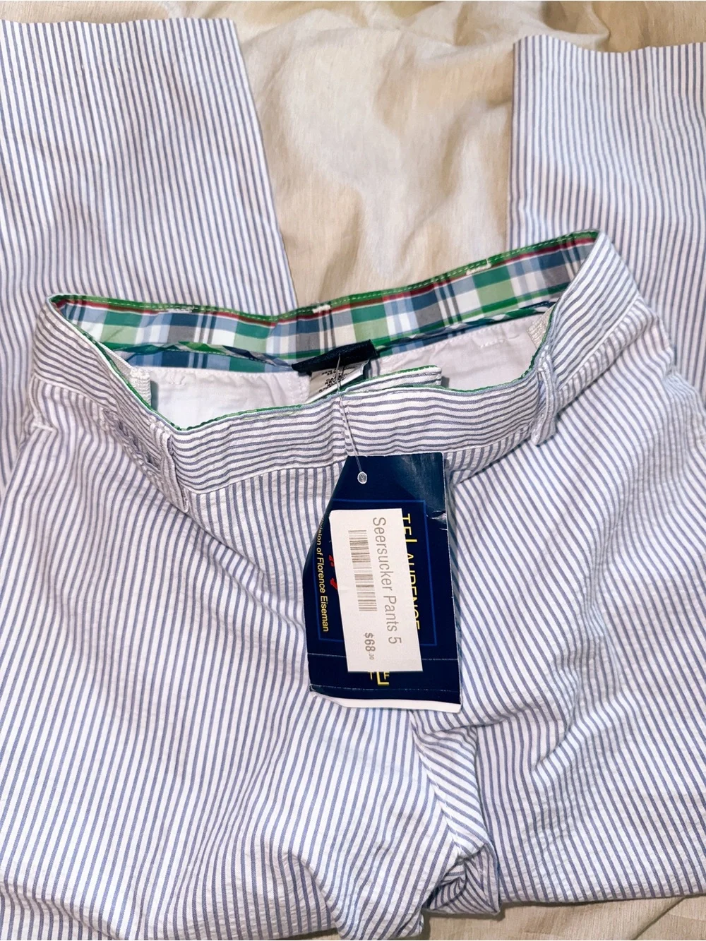 Florence Eiseman Blue and White Striped Seersucker Pants